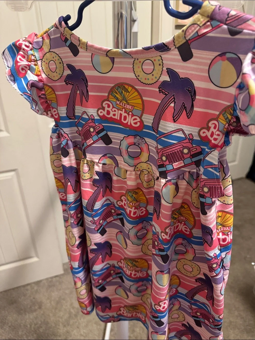 Girls Pink Malibu Graphic Dress with Ruffle shorts